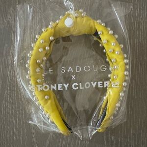 NWT Stoney Clover Lane X Lele Sadoughi yellow Pearl Embelleshed Headband
